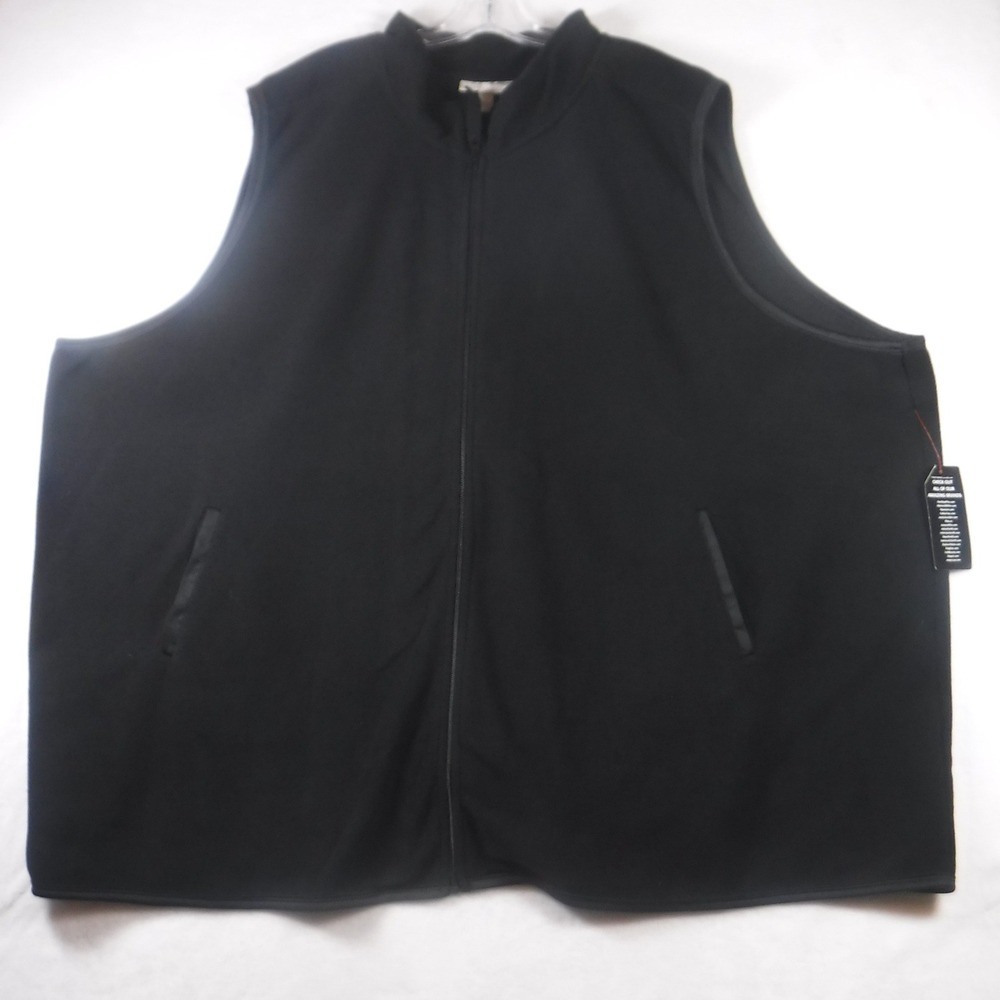 Woman Within Womens 5X Black Fleece Vest Full Zip Mock Neck Pockets New